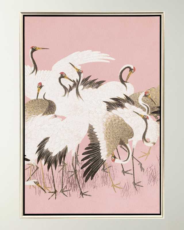 "Pinna Curious Cranes" Framed Giclee